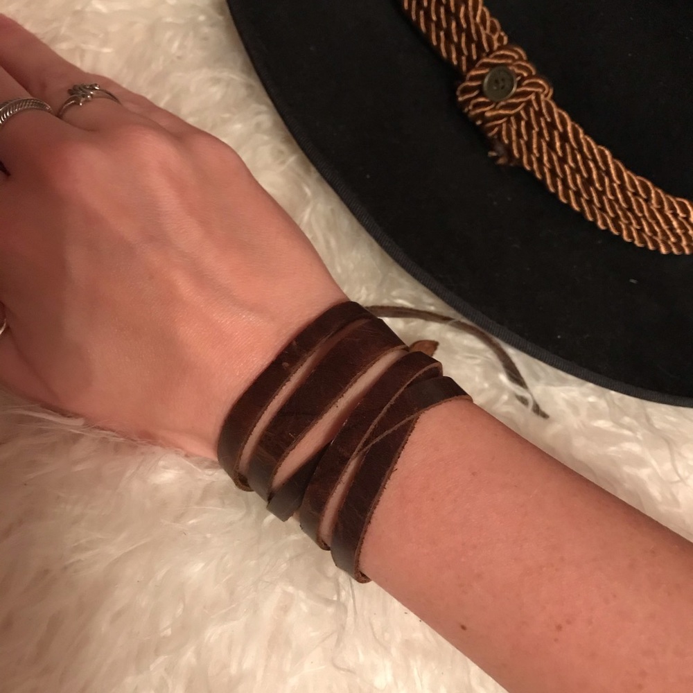 Premium soft distressed leather wrap bracelet